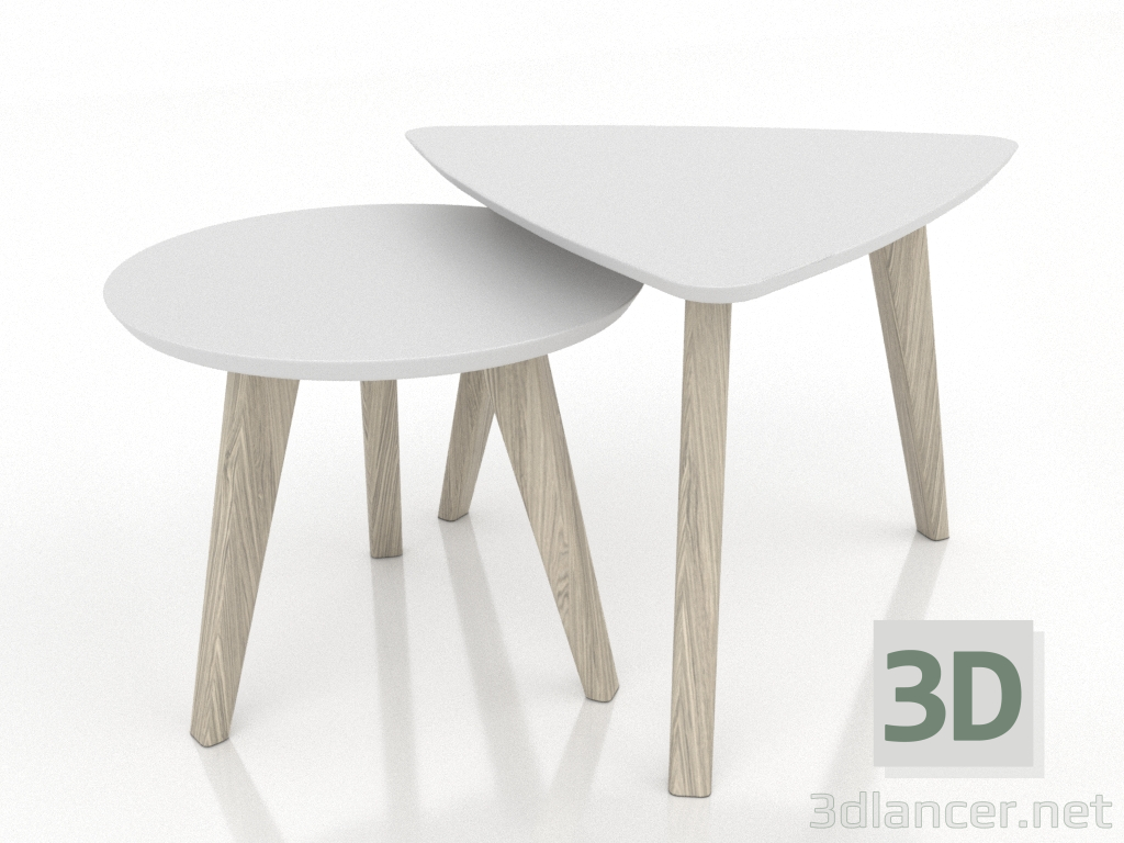 modèle 3D Ensemble de table basse (chêne éclairci) - preview modèle 3D Ensemble de table basse (chêne éclairci) - preview