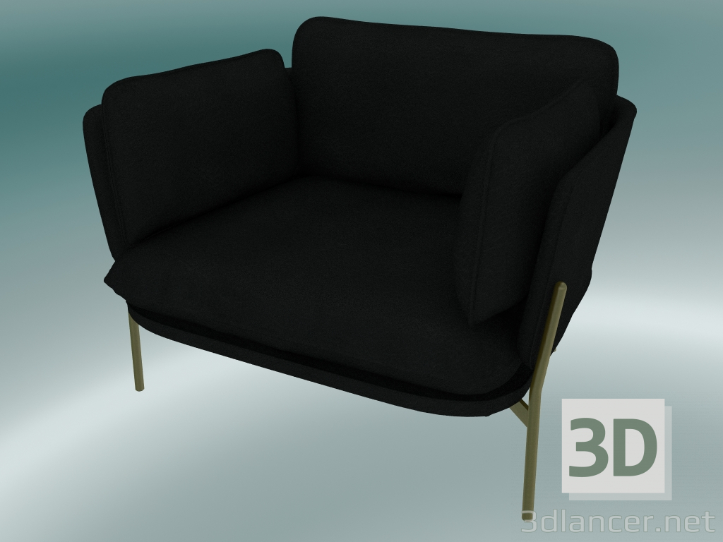 3D Modell Sessel Cloud (LN1, 84x100 N 75cm, Bronzierte Beine, Leder - Schwarze Seide) - Vorschau