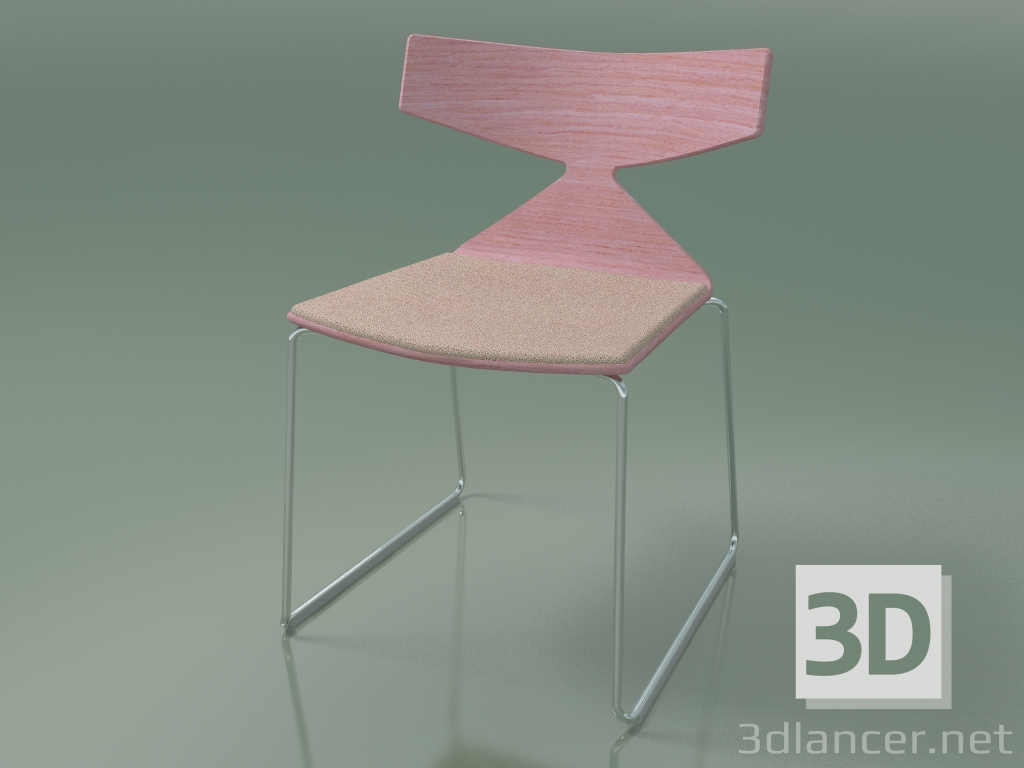 3 डी मॉडल स्टैकेबल कुर्सी 3711 (एक स्लेज पर, एक तकिया के साथ, गुलाबी, सीआरओ) - पूर्वावलोकन