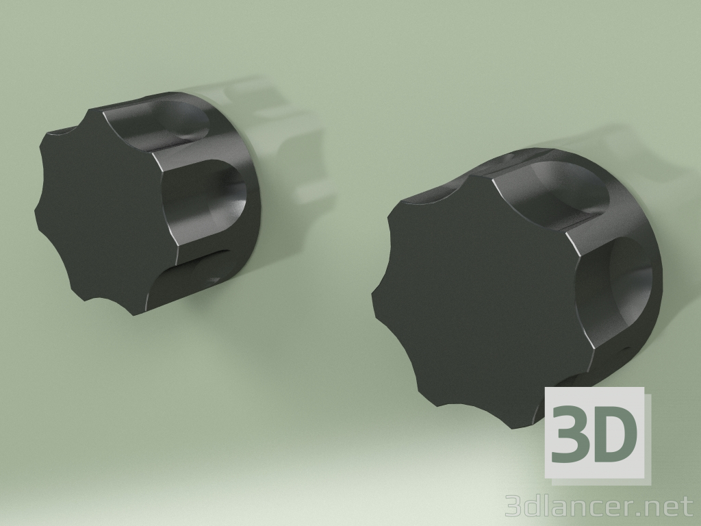 3d model Wall-mounted set of 2 mixing shut-off valves (17 63 V, ON) - preview