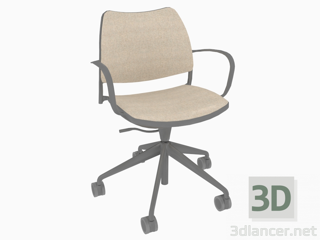 modèle 3D Chaise de bureau avec cadre noir (sur roulettes) - preview