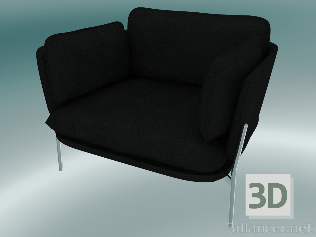 3D Modell Stuhl Cloud (LN1, 84x100 H 75cm, Verchromte Beine, Leder - Schwarze Seide) - Vorschau