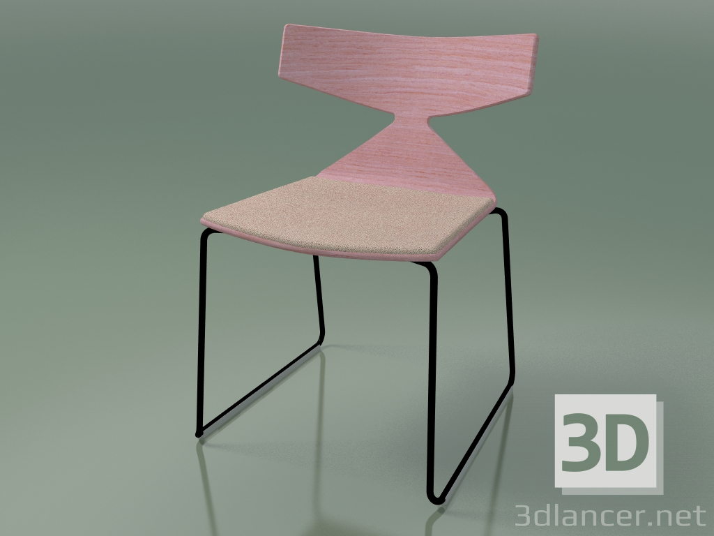 3D Modell Stapelbarer Stuhl 3711 (auf einem Schlitten mit Kissen, Pink, V39) - Vorschau