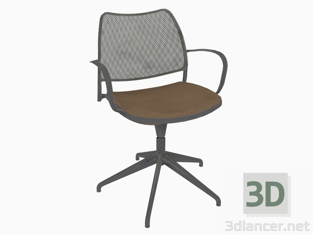 3d model Office chair with chrome frame (rotating) (A) - preview