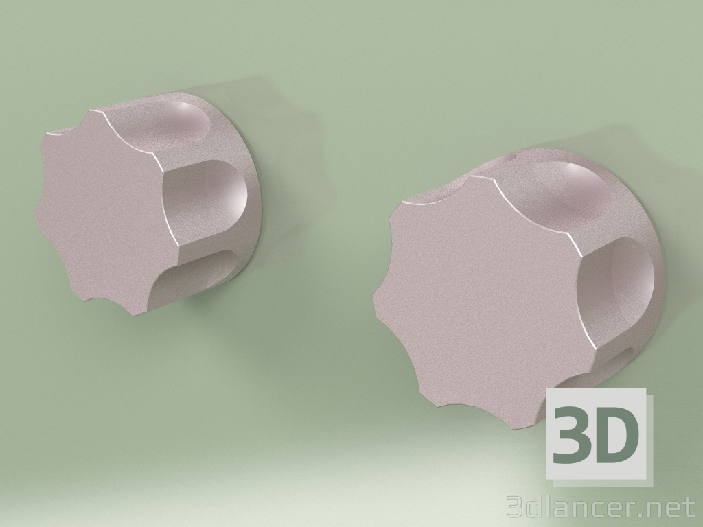 modèle 3D Ensemble mural de 2 vannes d'arrêt mélangeuses (17 63 V, OR) - preview