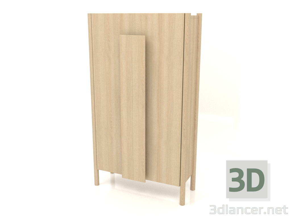 3D Modell Kleiderschrank mit langen Griffen (ohne Rundung) B 01 (800x300x1400, Holz weiß) - Vorschau