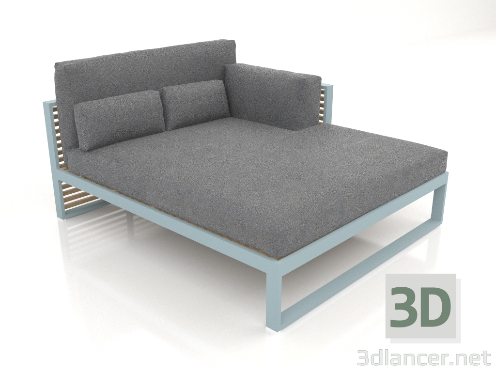 modèle 3D Canapé modulable XL section 2 droite, dossier haut (Bleu gris) - preview