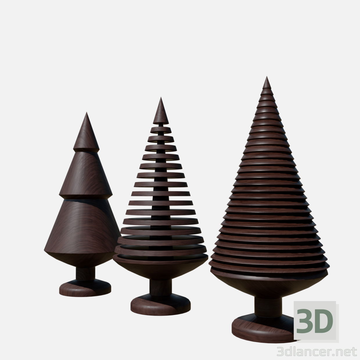 Colección de decoración de árboles de madera. 3D modelo Compro - render