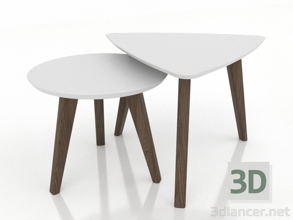 modèle 3D Ensemble de table basse (frêne éclairci et noyer) - preview modèle 3D Ensemble de table basse (frêne éclairci et noyer) - preview