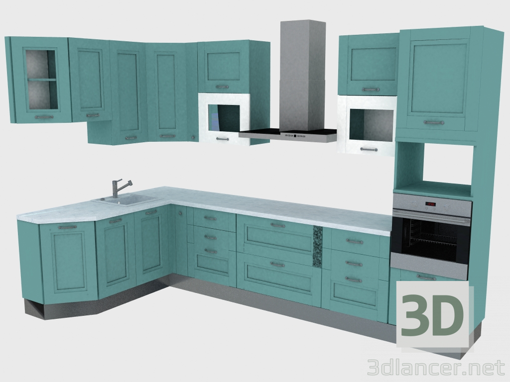 3D Modell Küche Bauernhof - Vorschau