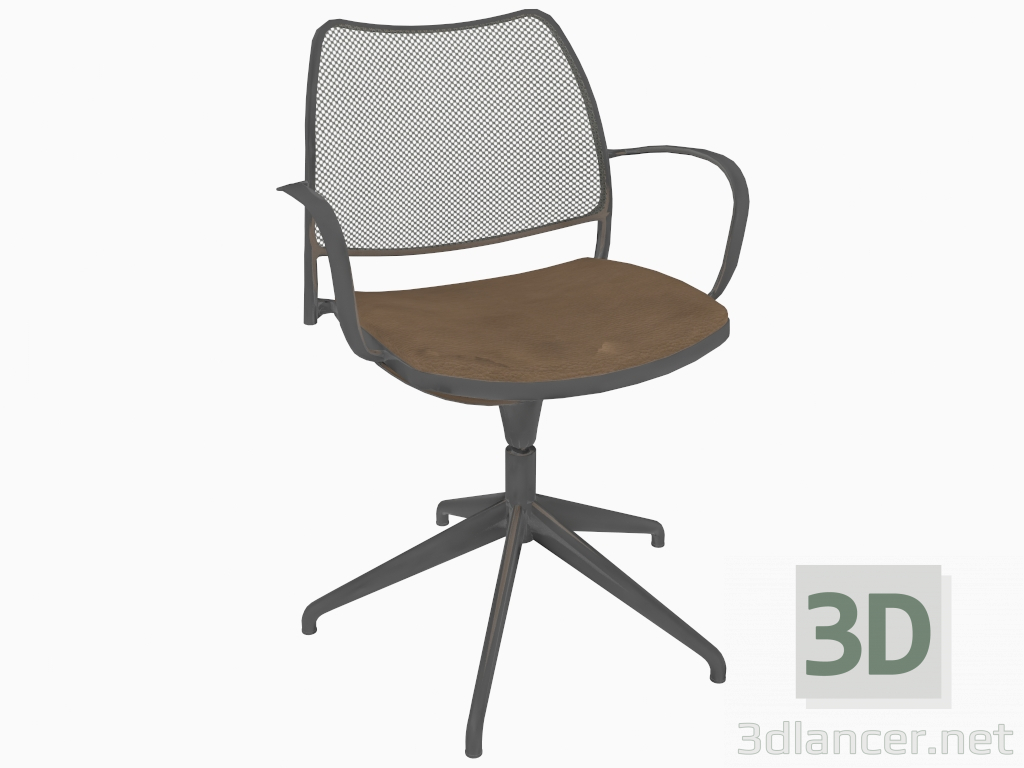 3d model Office chair with chrome frame (rotating) (B) - preview