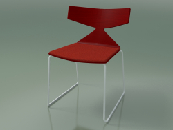 Stapelbarer Stuhl 3711 (auf einem Schlitten mit Kissen, Rot, V12)