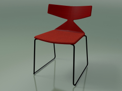 Stapelbarer Stuhl 3711 (auf einem Schlitten mit Kissen, Rot, V39)