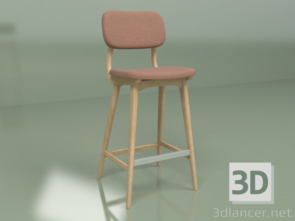 3D Modell Barhocker Civil 2 (braun, weiße Eiche) - Vorschau