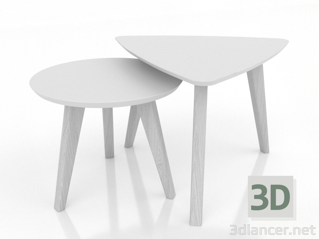 3d model Coffee table set (white RAL 9010) - preview 3d model Coffee table set (white RAL 9010) - preview