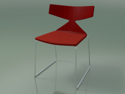 Stackable chair 3711 (on a sled, with a pillow, Red, CRO)
