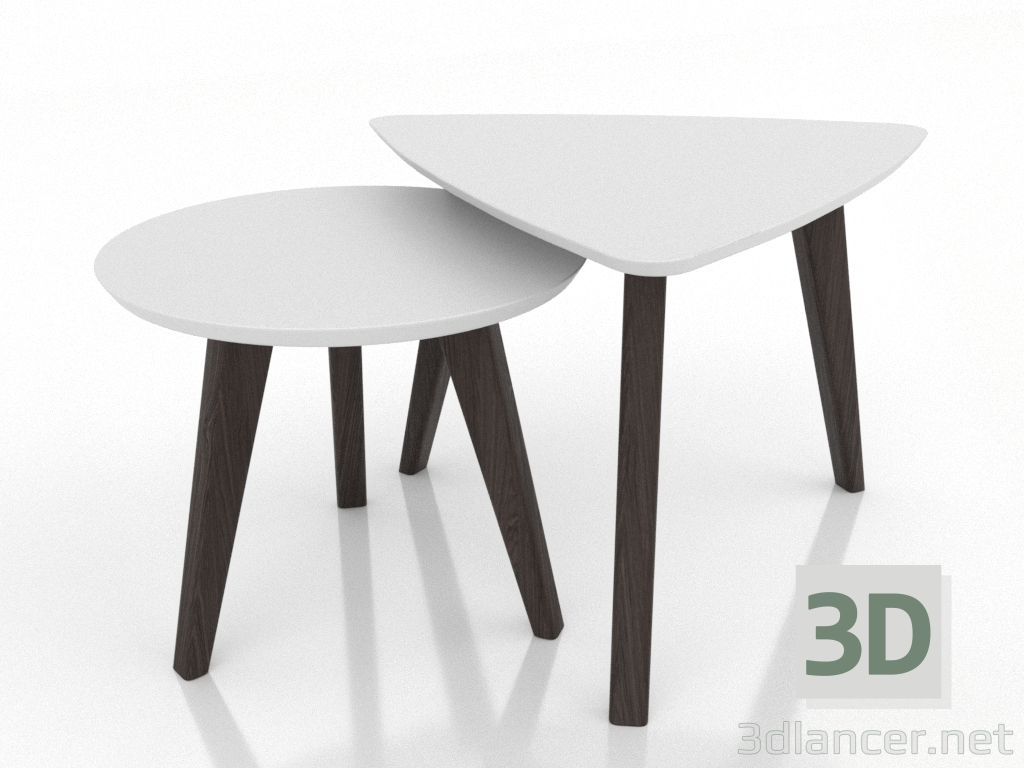 modèle 3D Ensemble de table basse (frêne et noyer) - preview