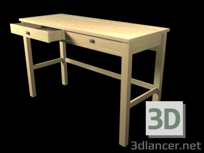 modèle 3D Table 2 tiroirs HEMNES - preview