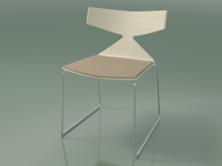 स्टैकेबल कुर्सी 3711 (एक स्लेज पर, एक तकिया, सफेद, सीआरओ के साथ)