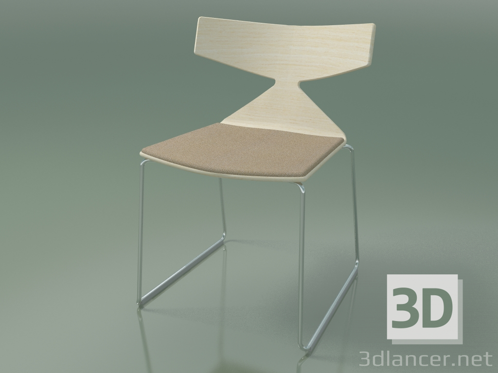 3d model Stackable chair 3711 (on a sled, with a pillow, White, CRO) - preview
