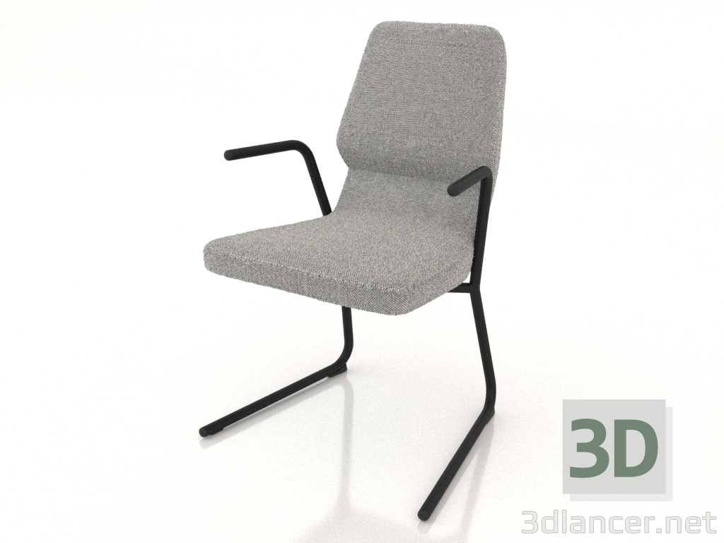 3 डी मॉडल आर्मरेस्ट के साथ कैंटिलीवर पैरों पर D25 मिमी कुर्सी - पूर्वावलोकन