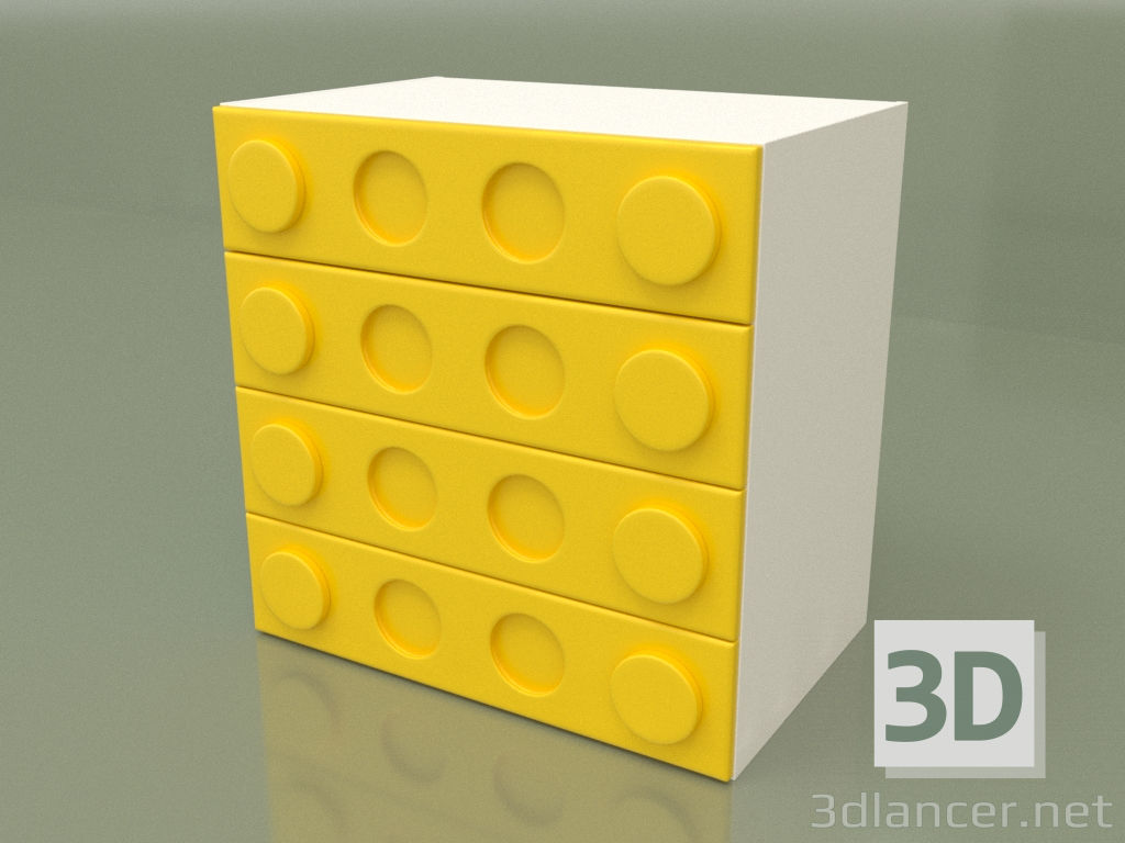 3d model Pecho de cajones (amarillo) - vista previa