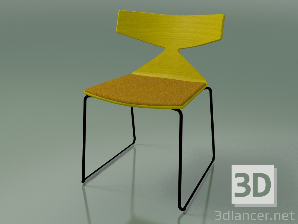 3D Modell Stapelbarer Stuhl 3711 (auf einem Schlitten mit Kissen, Gelb, V39) - Vorschau