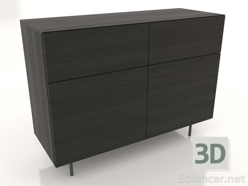 Modelo 3d Cômoda 3 1200 mm (preto RAL 9005) - preview