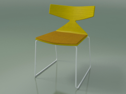 Stackable chair 3711 (on a sled, with a pillow, Yellow, V12)