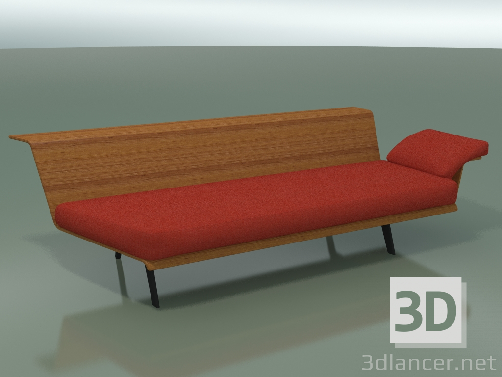 modello 3D Corner Lounge Module 4424 (135 ° a destra, effetto teak) - anteprima