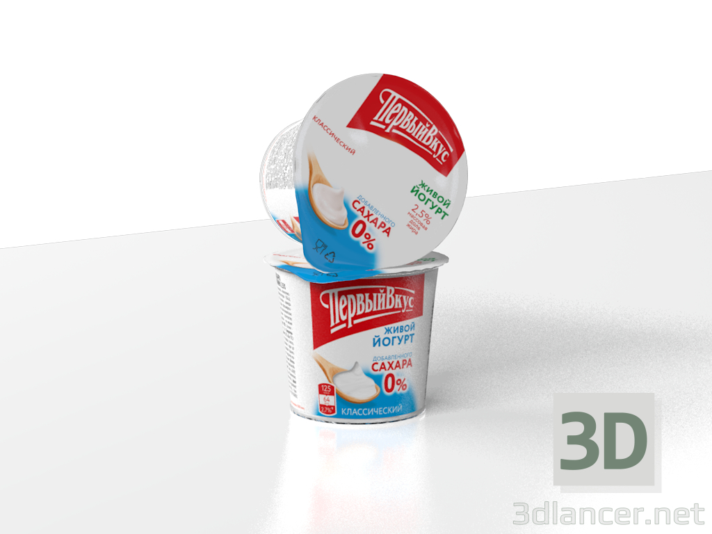 3d model Yogurt in a glass 125 grams - preview