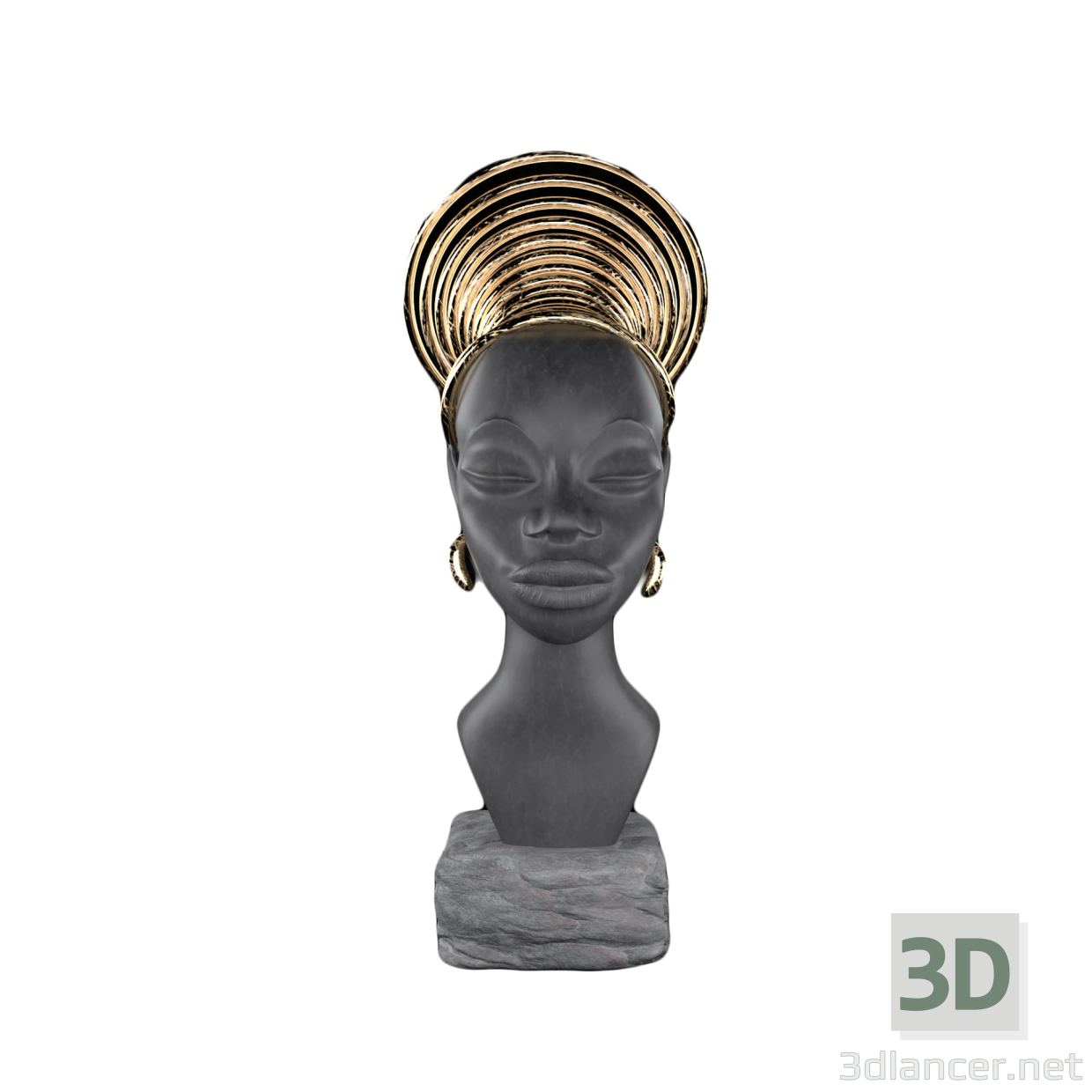 3d Bust of an African girl model buy - render
