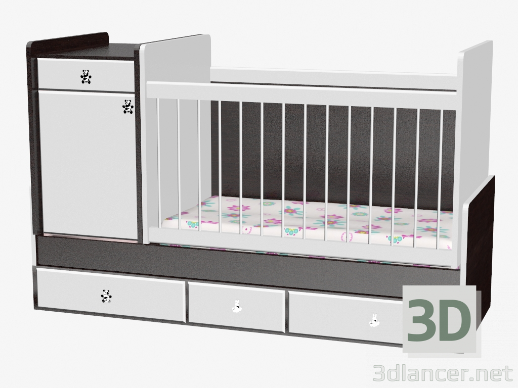 3d модель Кроватка-трансформер детская – превью