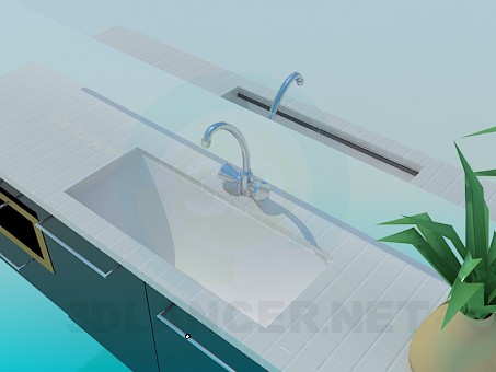 modelo 3D Lavabo con espejo y mesas auxiliares - escuchar modelo 3D Lavabo con espejo y mesas auxiliares - escuchar