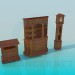 3D modeli Antika mobilya ayarla - önizleme