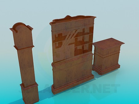 modelo 3D Juego de muebles antiguos - escuchar modelo 3D Juego de muebles antiguos - escuchar