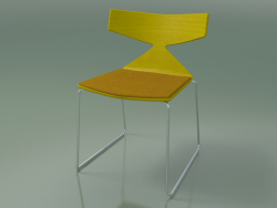 Stapelbarer Stuhl 3711 (auf einem Schlitten, mit Kissen, Gelb, CRO)