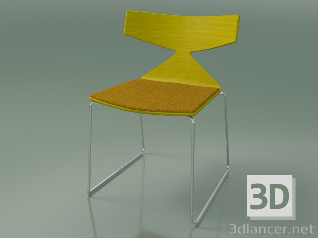 3 डी मॉडल स्टैकेबल कुर्सी 3711 (एक स्लेज पर, एक तकिया के साथ, पीला, सीआरओ) - पूर्वावलोकन