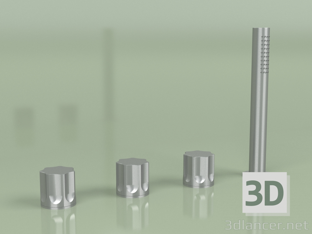 modello 3D Miscelatore tre fori e miscelatore idroprogressivo con doccetta (17 97, AS) - anteprima