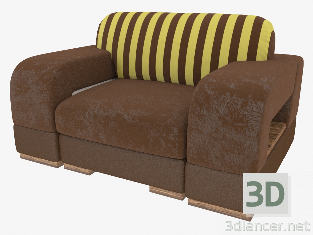 3d модель Кресло с комбинированной обивкой – превью