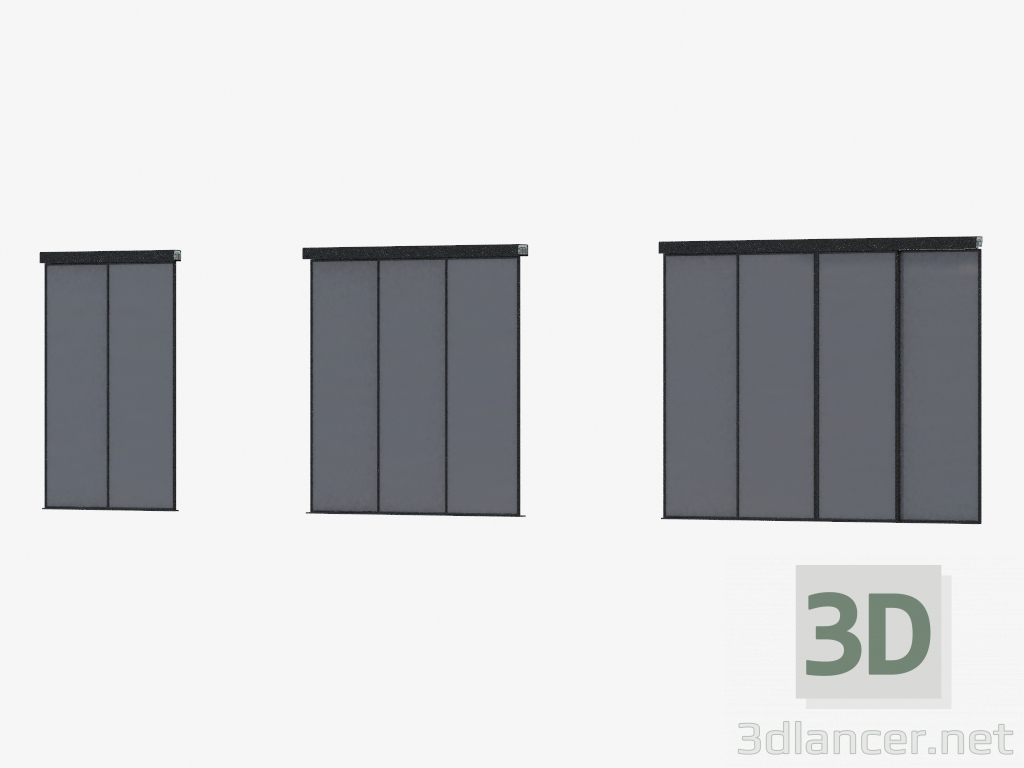 3d model Partición de interroom de A7 (plata oscura negro) - vista previa
