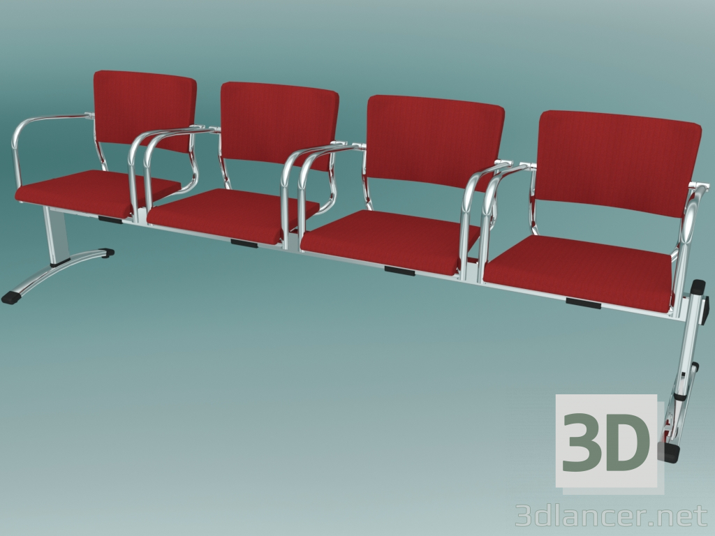 modèle 3D Banquette 4 places (570L4) - preview