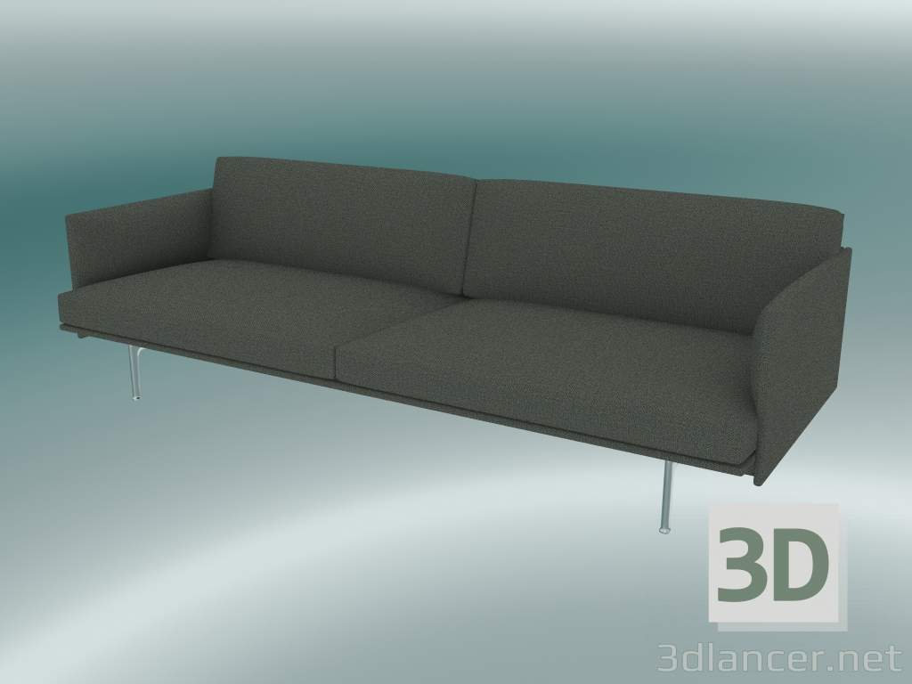 3d model Triple Sofa Outline (Fiord 961, Polished Aluminum) - preview