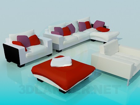 3d model Un conjunto de muebles tapizados - vista previa