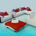 3d model Un conjunto de muebles tapizados - vista previa