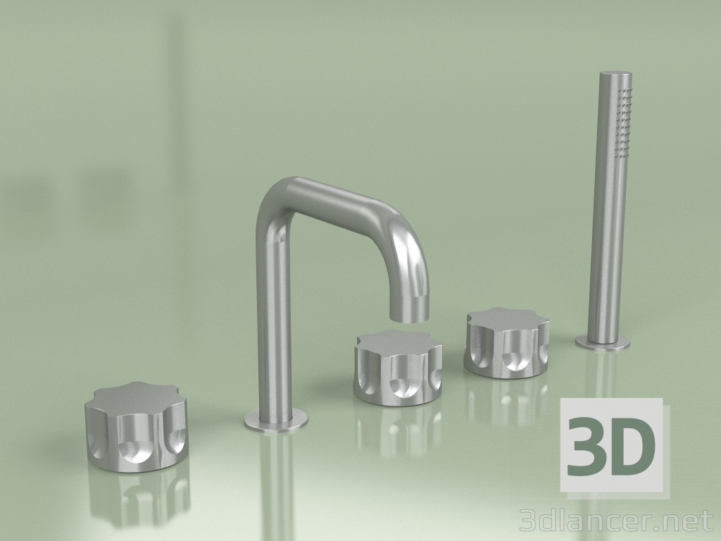 3d model Three-hole mixer and hydro-progressive mixer with hand shower (17 98, AS) - preview