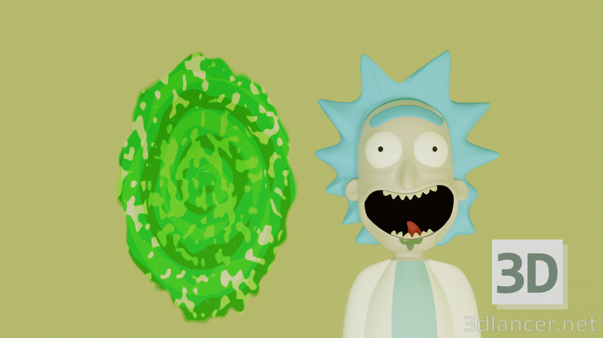 3D Rick Sanchez ve portal modeli satın - render