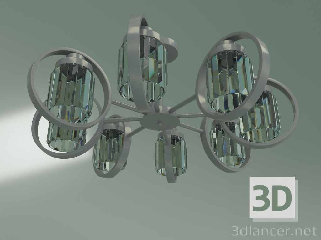 modèle 3D Lustre de plafond 10095-8 (nickel satiné - cristal clair Strotskis) - preview