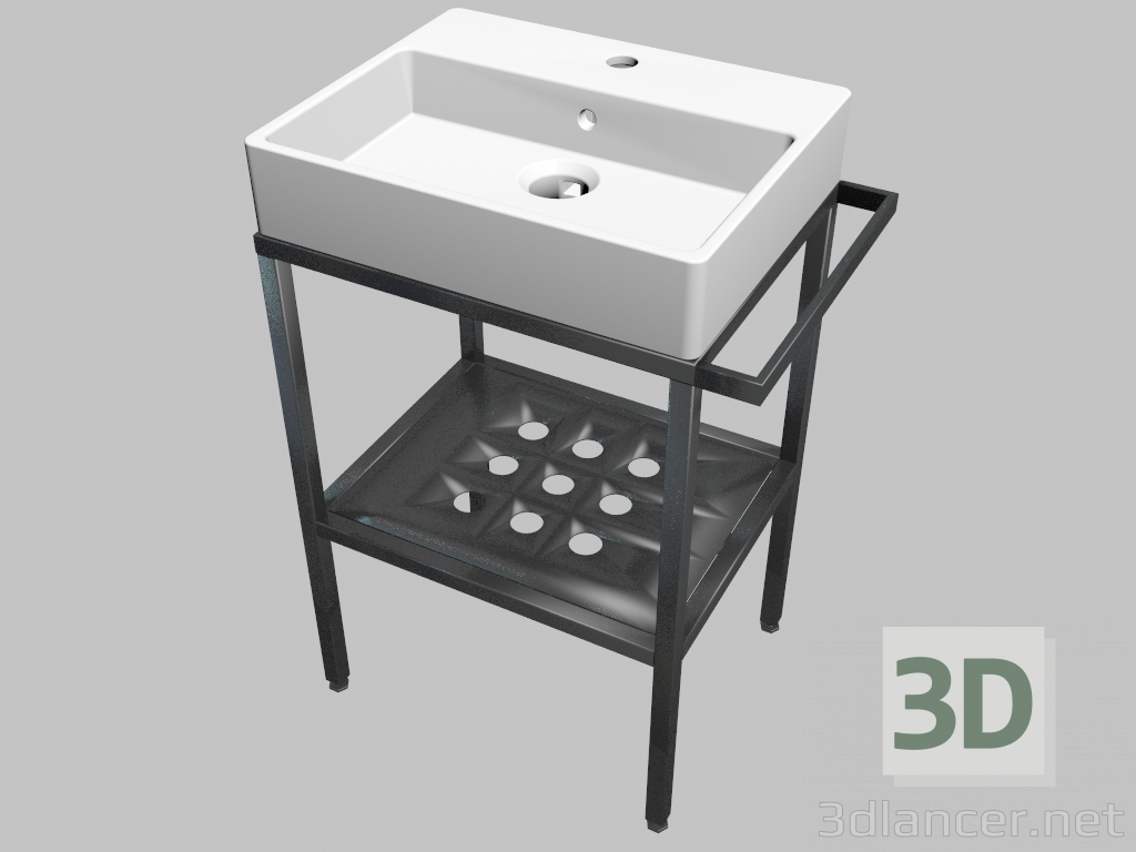 3D Modell Spüle montiert auf Tischplatte mit Konsole - 50x40 cm Termisto (CDTS6U4S) - Vorschau