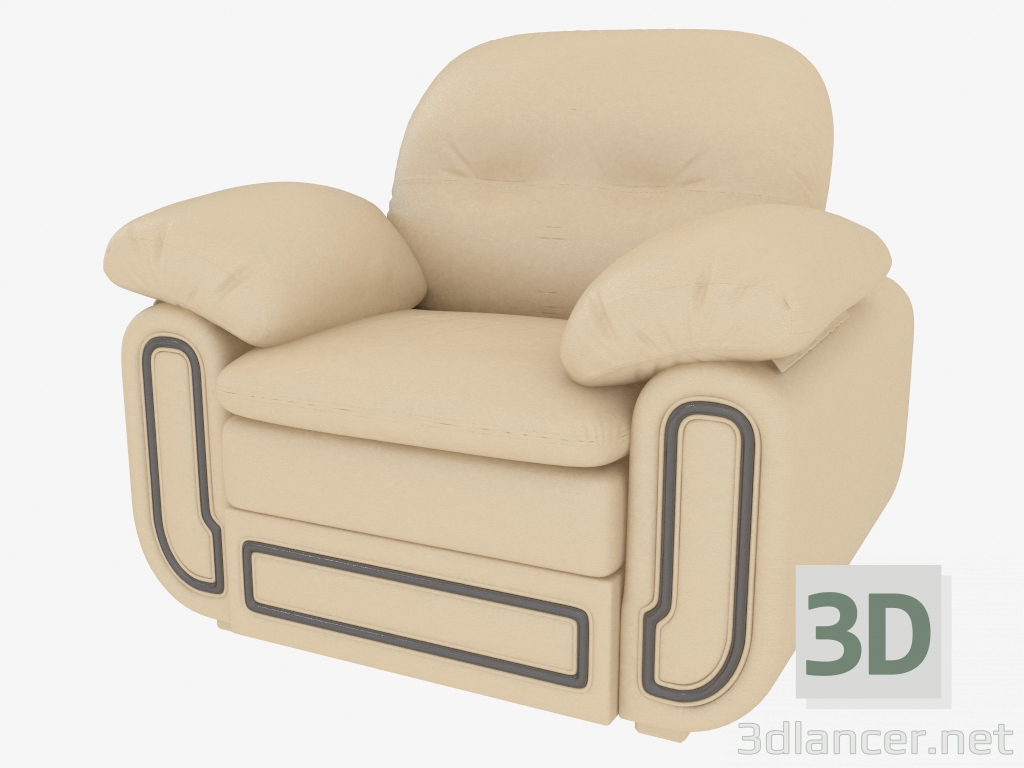 3D Modell Sessel mit weichen Kissen an den Armlehnen - Vorschau